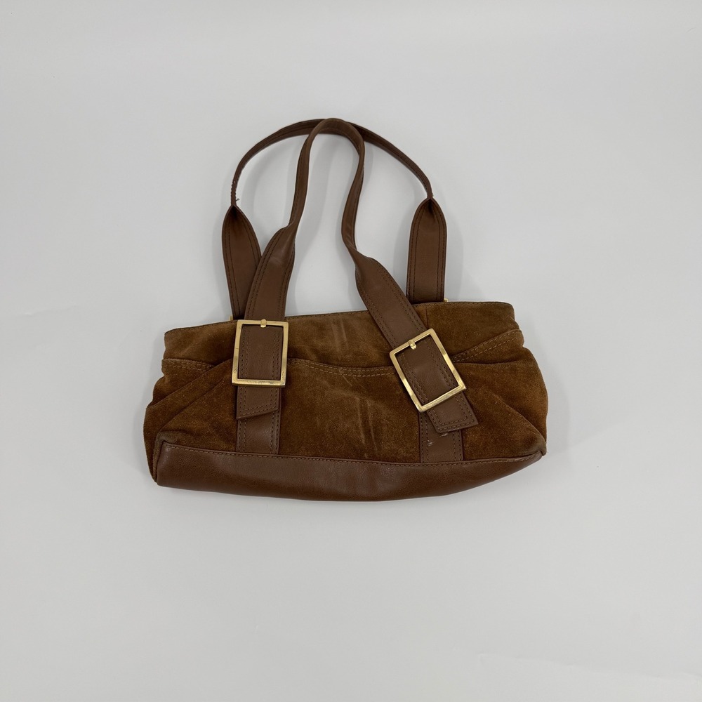 Apt. 9 Shoulder Bag Suede Leather Buckle Y2K Womens Medium Brown